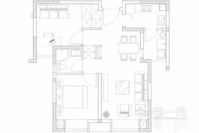 以白色、淡黄、淡卡其色为主色调65平米蜗居户型图